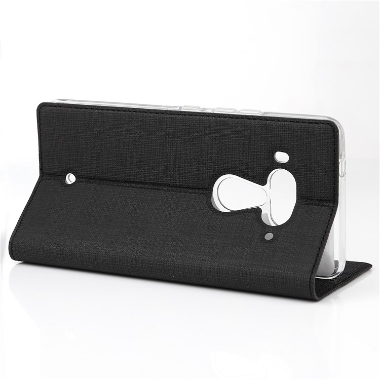 VILI DMX Cross Texture Card Holder Leather Stand Case for HTC U12+ - Black-4