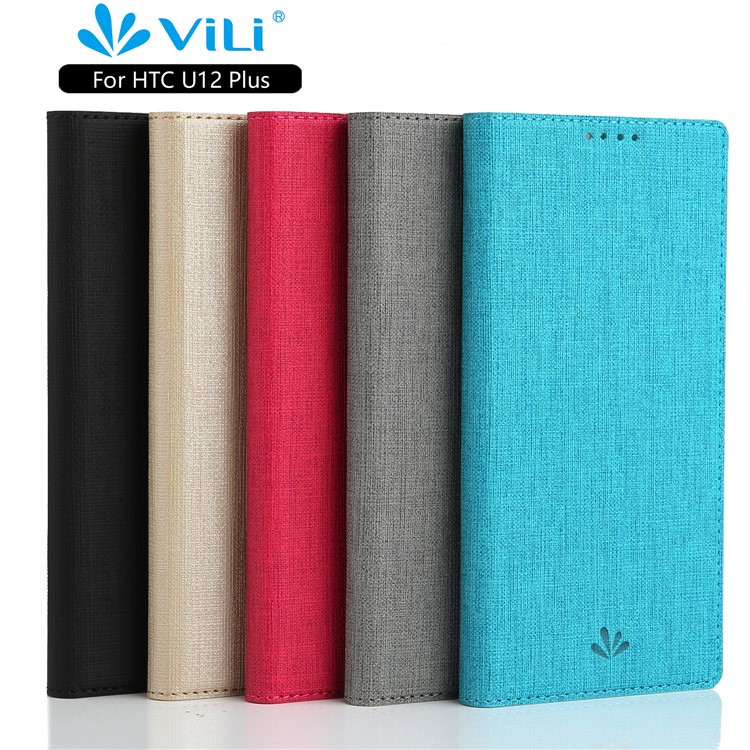 VILI DMX Cross Texture Card Holder Leather Stand Case for HTC U12+ - Black-5