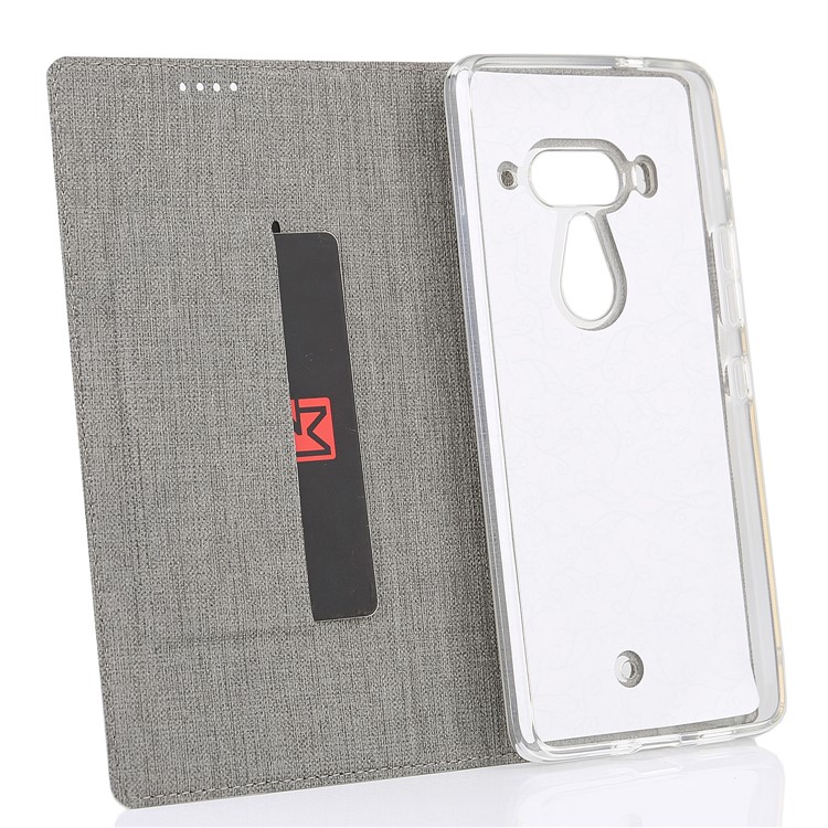 VILI DMX Cross Texture Card Holder Stand Leather Phone Cover for HTC U12+ - Grey-8