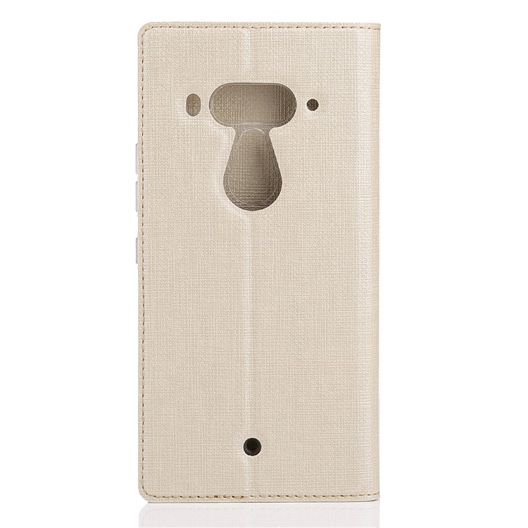VILI DMX Cross Texture Card Holder Leather Mobile Cover Case for HTC U12+ - Gold-3