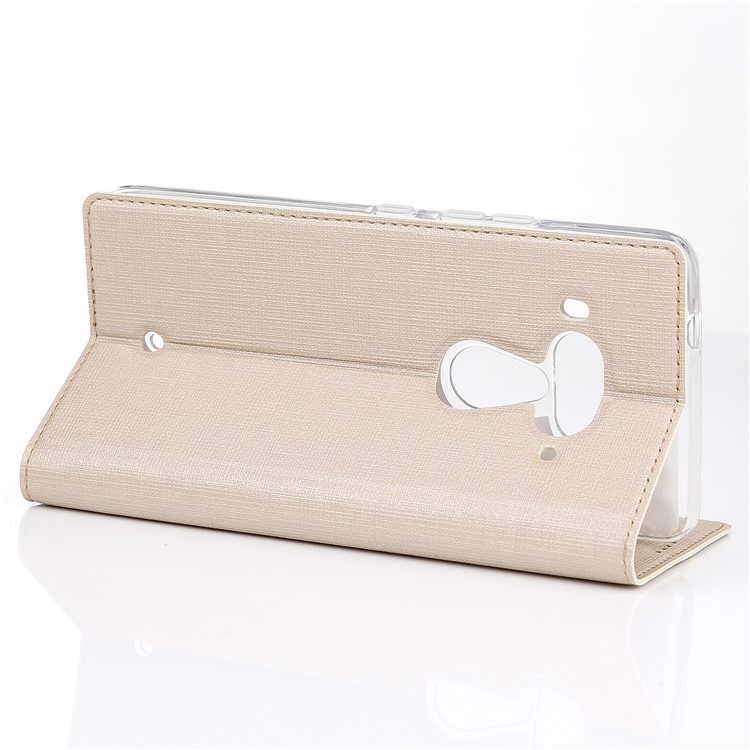 VILI DMX Cross Texture Card Holder Leather Mobile Cover Case for HTC U12+ - Gold-4