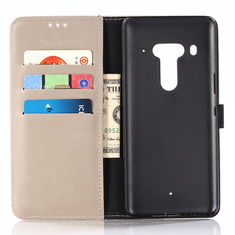 Retro Style Crazy Horse Texture Leather Magnetic Stand Wallet Cover for HTC U12+ - Beige-3