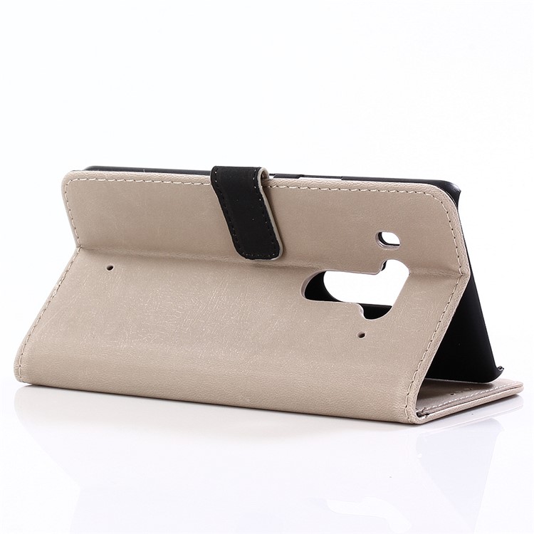 Retro Style Crazy Horse Texture Leather Magnetic Stand Wallet Cover for HTC U12+ - Beige-4