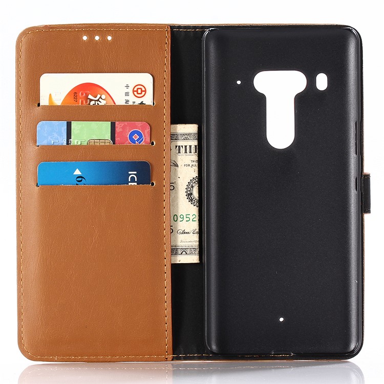 Retro Style Crazy Horse Texture Leather Magnetic Stand Wallet Shell for HTC U12 Plus - Brown-3