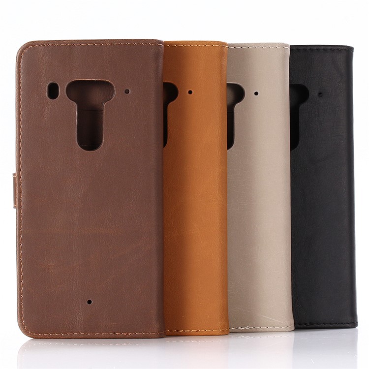 Retro Style Crazy Horse Texture Leather Magnetic Stand Wallet Casing for HTC U12 Plus - Coffee-10