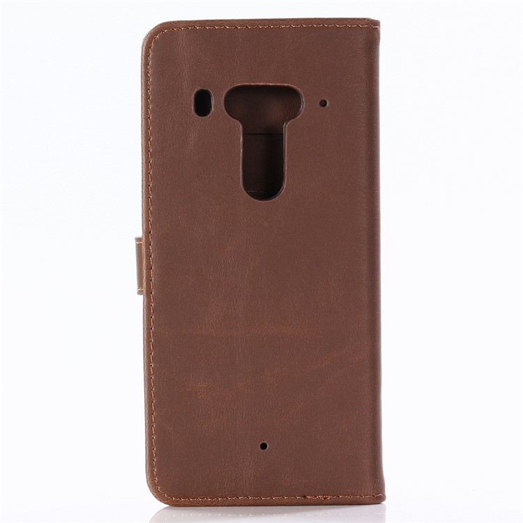 Retro Style Crazy Horse Texture Leather Magnetic Stand Wallet Casing for HTC U12 Plus - Coffee-3