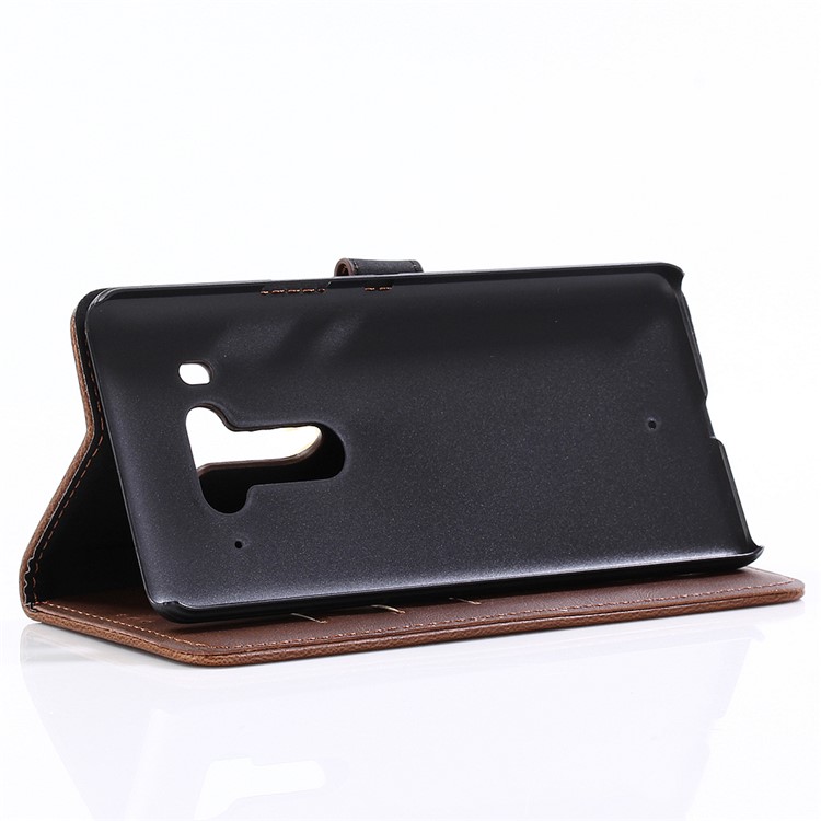Retro Style Crazy Horse Texture Leather Magnetic Stand Wallet Casing for HTC U12 Plus - Coffee-6
