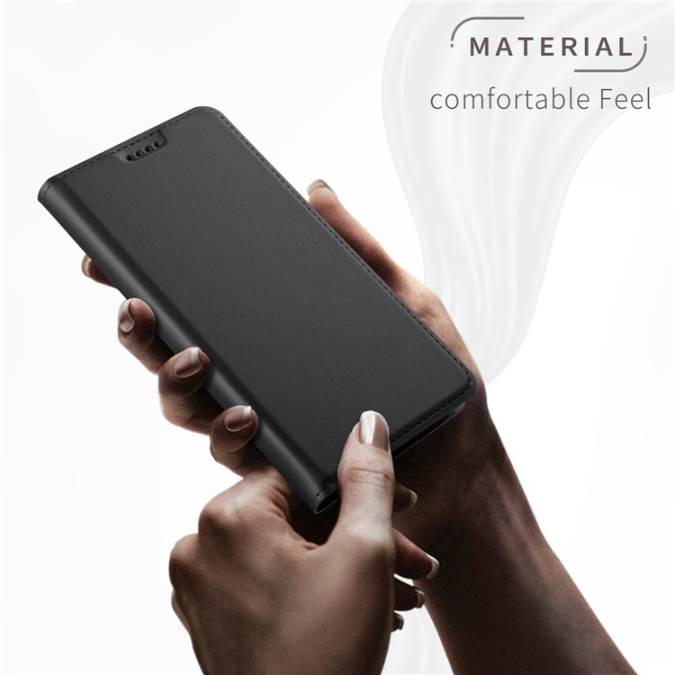 Auto-absorbed Magnetic Stand Leather Card Holder Mobile Case for HTC U12+ - Black-2