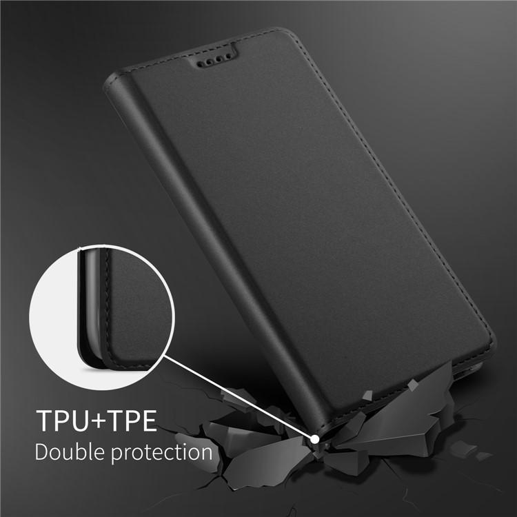 Auto-absorbed Magnetic Stand Leather Card Holder Mobile Case for HTC U12+ - Black-5