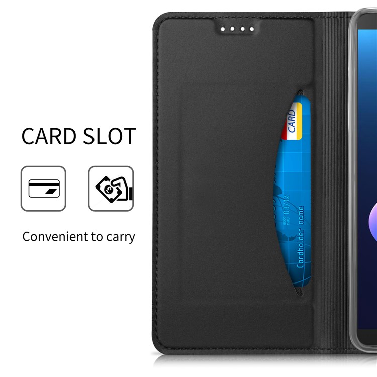 Auto-absorbed Magnetic Stand Leather Card Holder Mobile Case for HTC U12+ - Black-6
