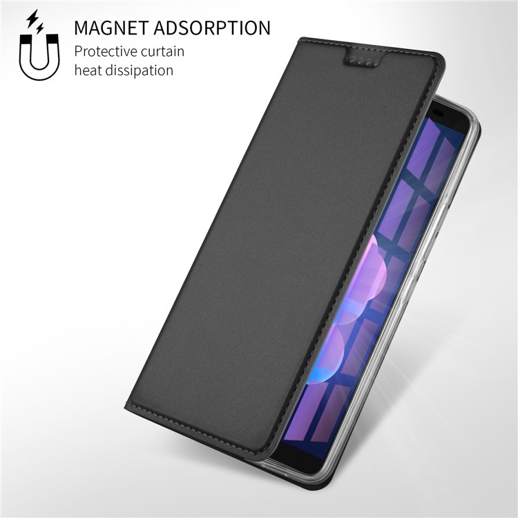 Auto-absorbed Magnetic Stand Leather Card Holder Mobile Case for HTC U12+ - Black-7