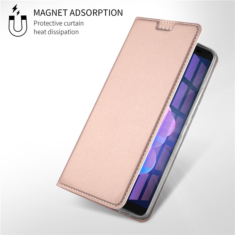 Auto-absorbed Magnetic Stand Leather Card Slot Mobile Case for HTC U12+ - Rose Gold-7