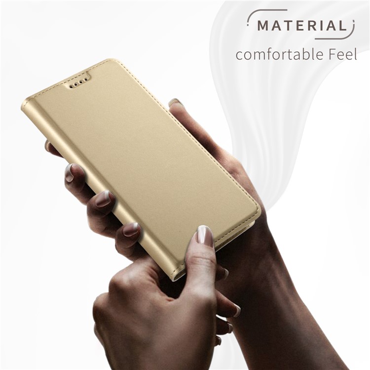 Auto-absorbed Magnetic Stand Leather Card Holder Mobile Phone Case for HTC U12 Plus - Gold-2