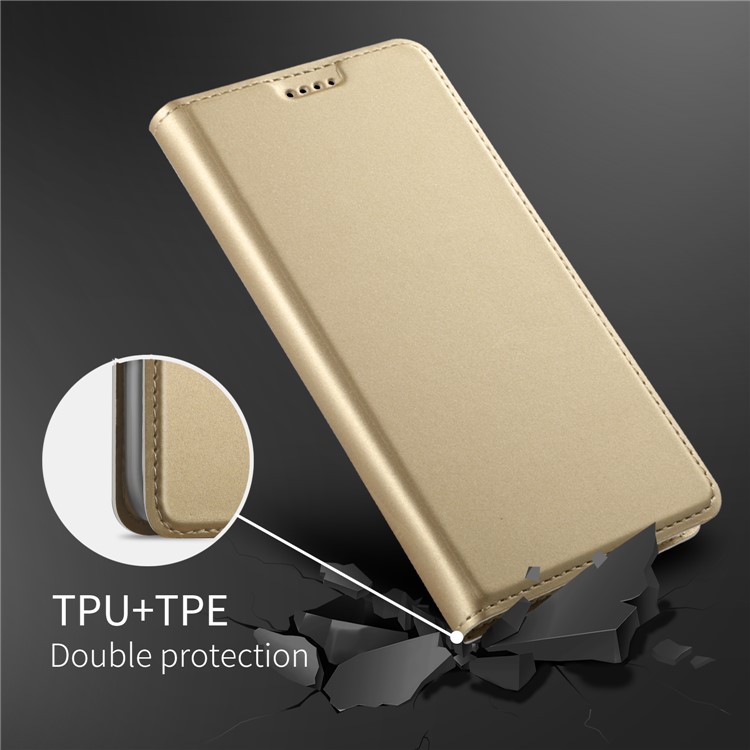 Auto-absorbed Magnetic Stand Leather Card Holder Mobile Phone Case for HTC U12 Plus - Gold-5