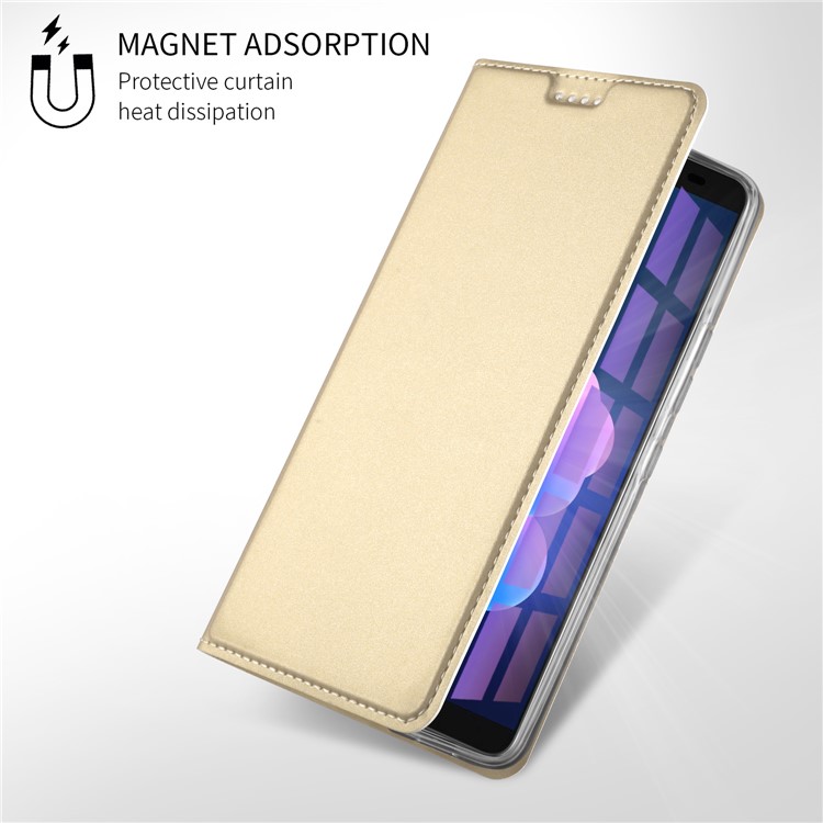 Auto-absorbed Magnetic Stand Leather Card Holder Mobile Phone Case for HTC U12 Plus - Gold-7