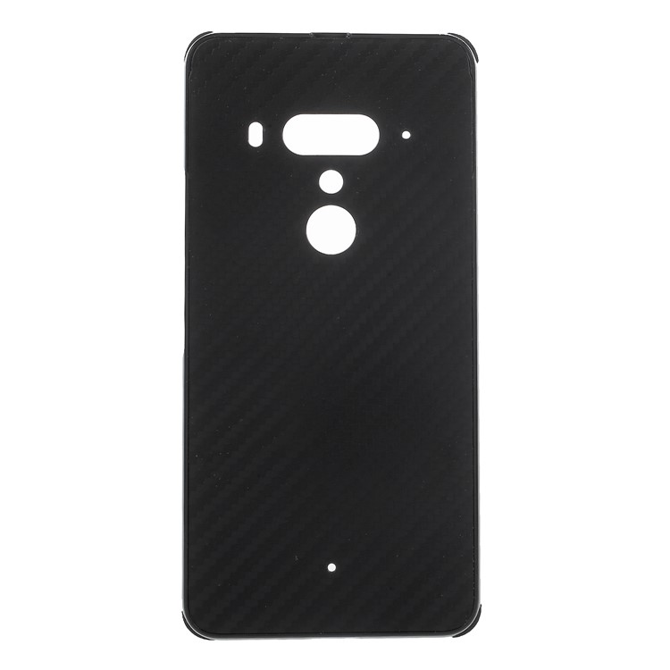 Slide-on Carbon Fiber PC Plate + Metal Bumper Hybrid Phone Cover for HTC U12+ - Black-1