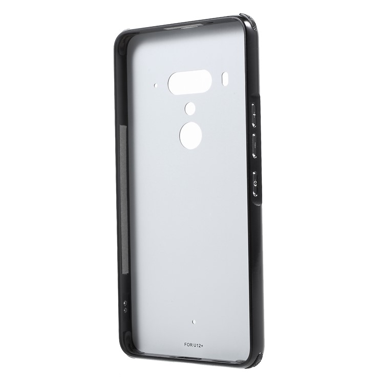 Slide-on Carbon Fiber PC Plate + Metal Bumper Hybrid Phone Cover for HTC U12+ - Black-3