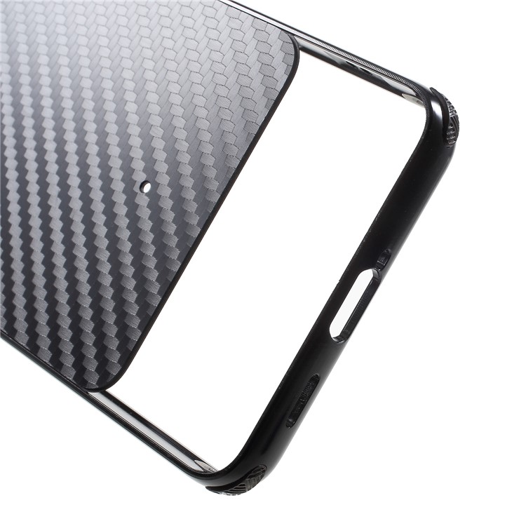 Slide-on Carbon Fiber PC Plate + Metal Bumper Hybrid Phone Cover for HTC U12+ - Black-5