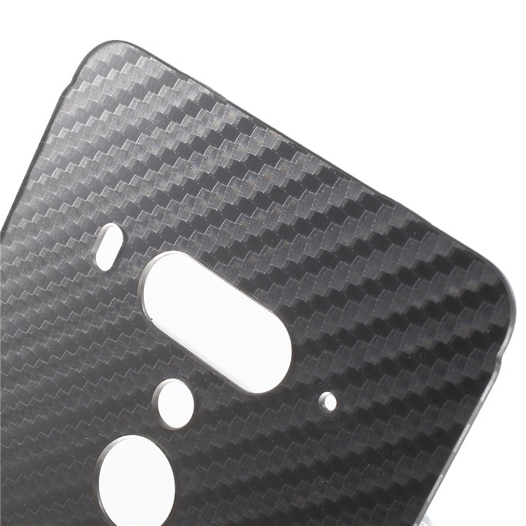 Slide-on Carbon Fiber PC Plate + Metal Bumper Hybrid Cellphone Case for HTC U12+ - Silver-5