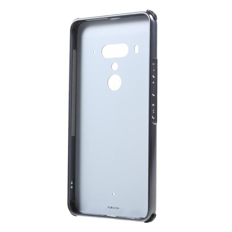 Slide-on Drop-proof Brushed PC Plate + Metal Bumper Hybrid Back Case for HTC U12+ - Black-2