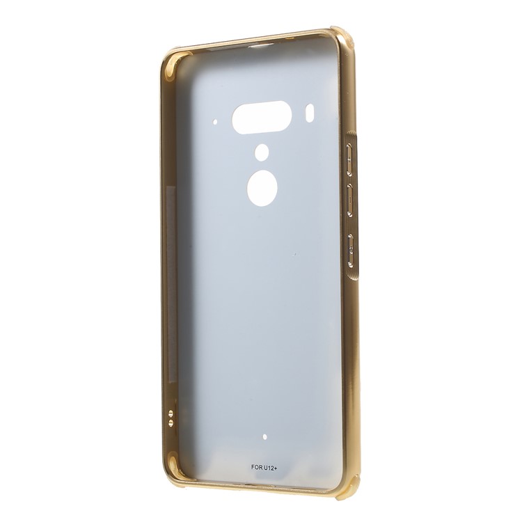 Slide-on Drop-proof Brushed PC Plate + Metal Bumper Combo Accessory Back Shell for HTC U12+ - Gold-2