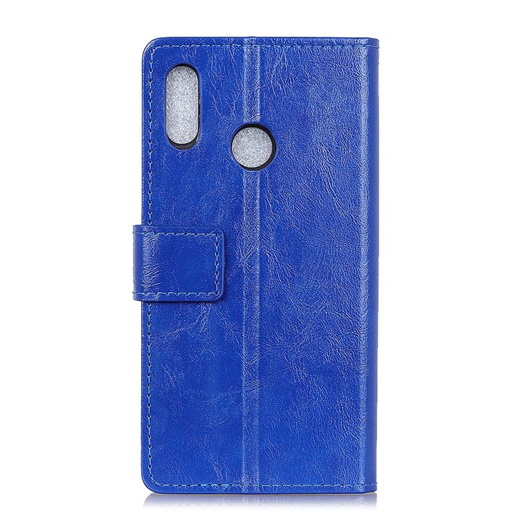 For HTC U12 Life Crazy Horse Texture Leather Protective Wallet Folio Cover - Blue-3