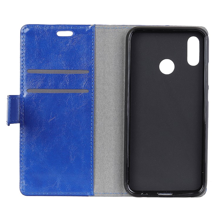 For HTC U12 Life Crazy Horse Texture Leather Protective Wallet Folio Cover - Blue-4