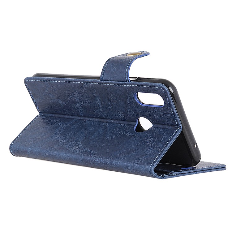 S-shape Crazy Horse Texture Stand Leather Flip Casing for HTC U12 Life - Blue-10