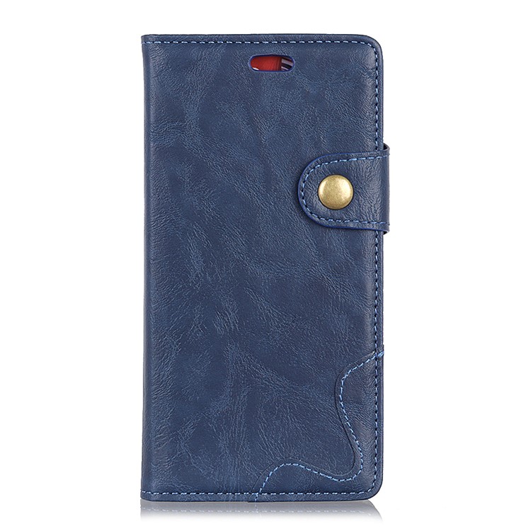 S-shape Crazy Horse Texture Stand Leather Flip Casing for HTC U12 Life - Blue-2