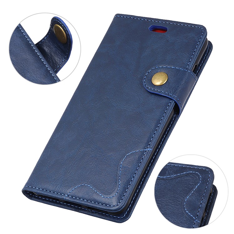 S-shape Crazy Horse Texture Stand Leather Flip Casing for HTC U12 Life - Blue-3
