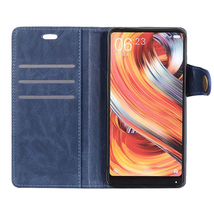 S-shape Crazy Horse Texture Stand Leather Flip Casing for HTC U12 Life - Blue-4
