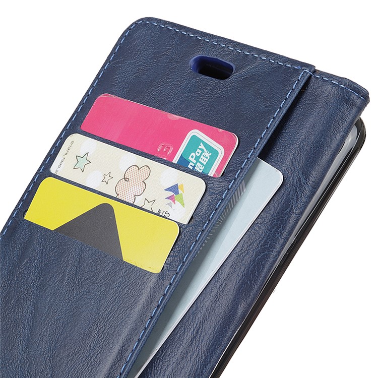 S-shape Crazy Horse Texture Stand Leather Flip Casing for HTC U12 Life - Blue-5
