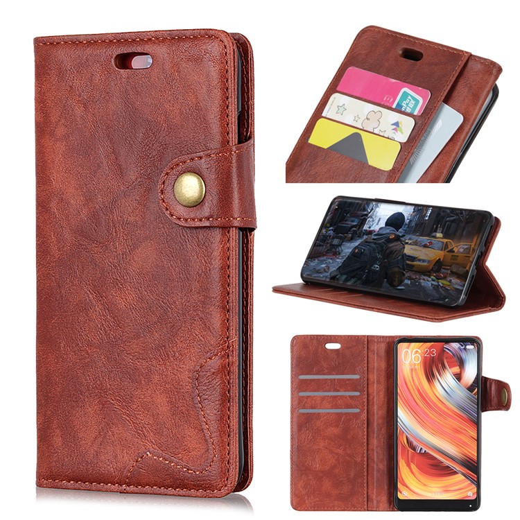 S-shape Crazy Horse Texture Wallet Leather Mobile Shell for HTC U12 Life - Brown-1