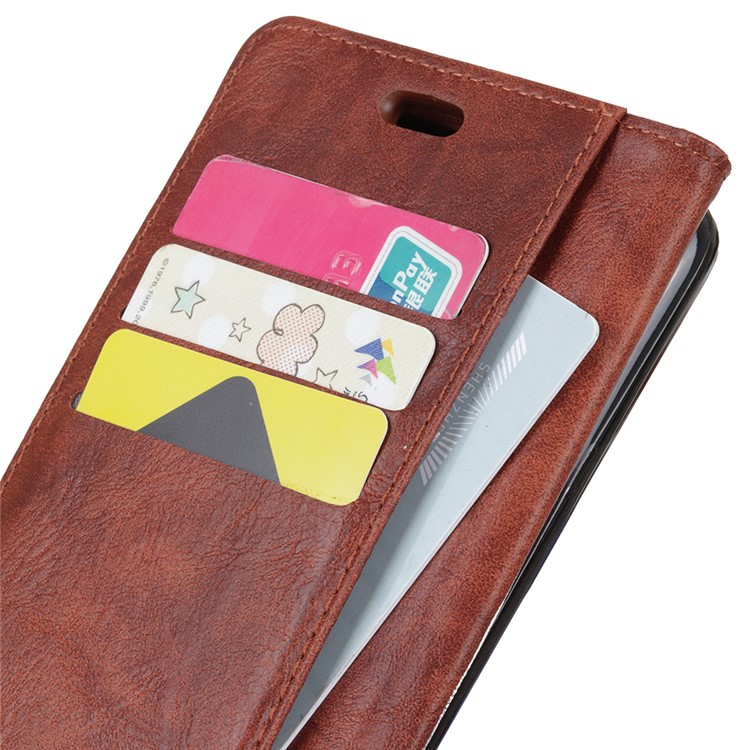 S-shape Crazy Horse Texture Wallet Leather Mobile Shell for HTC U12 Life - Brown-10