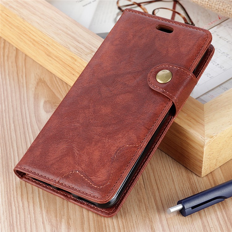 S-shape Crazy Horse Texture Wallet Leather Mobile Shell for HTC U12 Life - Brown-2