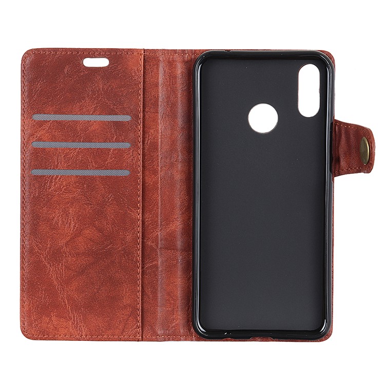 S-shape Crazy Horse Texture Wallet Leather Mobile Shell for HTC U12 Life - Brown-4