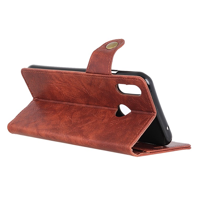 S-shape Crazy Horse Texture Wallet Leather Mobile Shell for HTC U12 Life - Brown-5