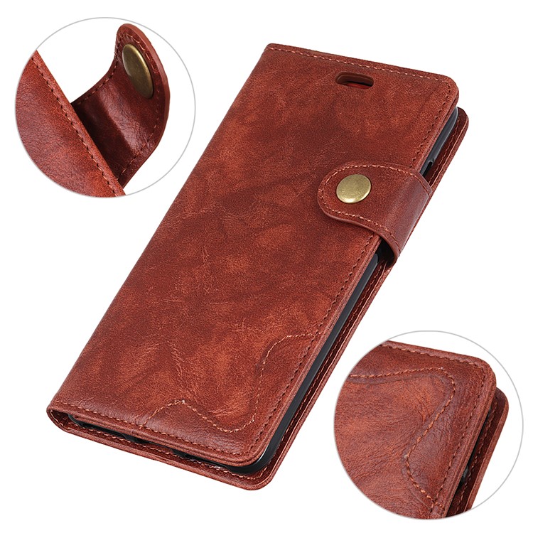 S-shape Crazy Horse Texture Wallet Leather Mobile Shell for HTC U12 Life - Brown-7