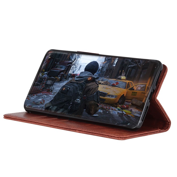 S-shape Crazy Horse Texture Wallet Leather Mobile Shell for HTC U12 Life - Brown-9