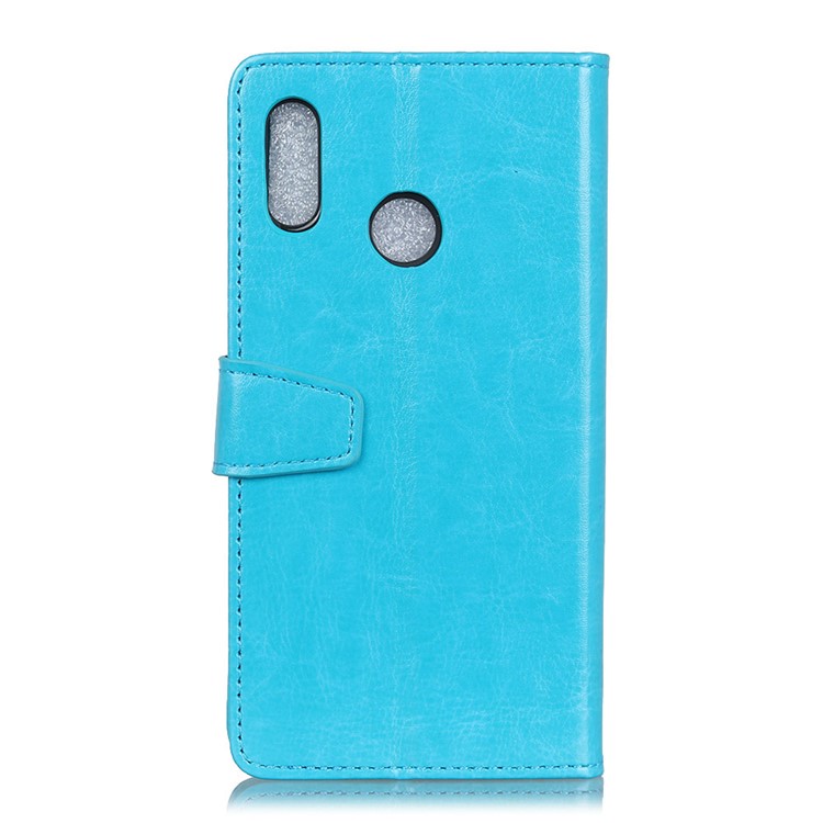 Cell Phone Case for HTC U12 Life Crazy Horse Leather Wallet Stand Case - Blue-2