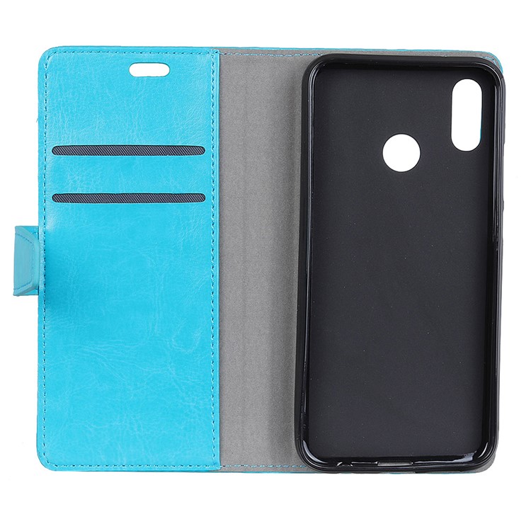 Cell Phone Case for HTC U12 Life Crazy Horse Leather Wallet Stand Case - Blue-3