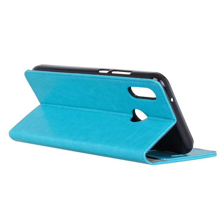 Cell Phone Case for HTC U12 Life Crazy Horse Leather Wallet Stand Case - Blue-4