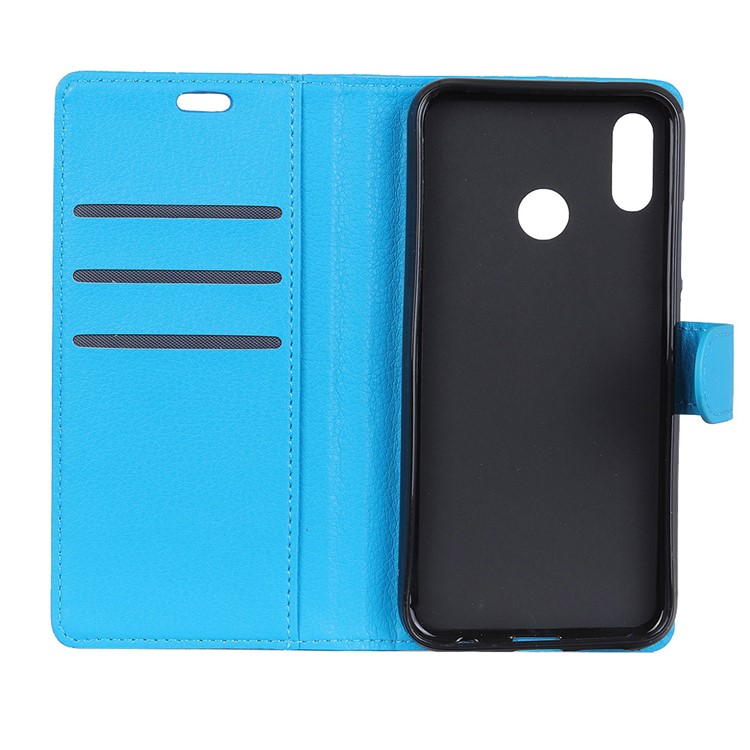 For HTC U12 Life Case Accessory Litchi Grain PU Leather Walle Case with Stand - Blue-5