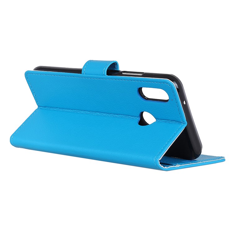 For HTC U12 Life Case Accessory Litchi Grain PU Leather Walle Case with Stand - Blue-6