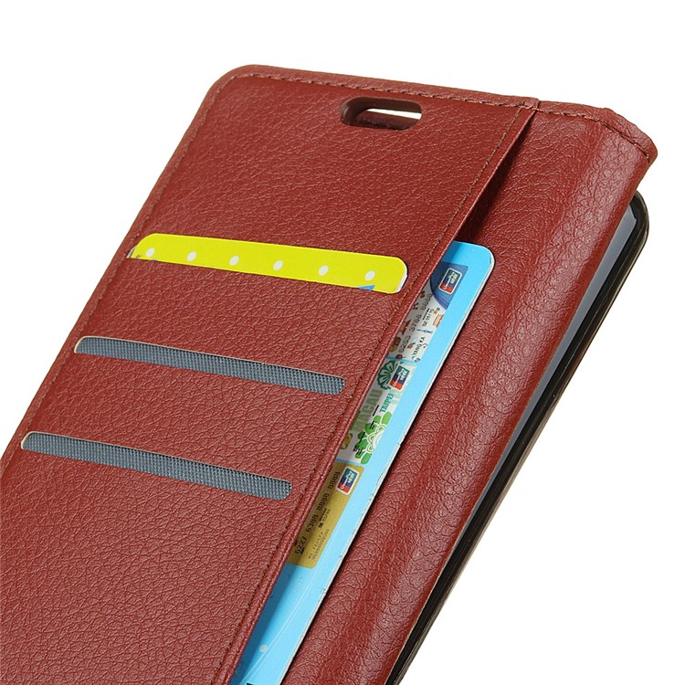 For HTC U12 Life Protection Cover Litchi Grain PU Leather Walle Case with Stand - Brown-3