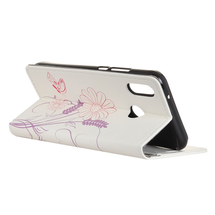 Pattern Printing Cell Phone Leather Wallet Case for HTC U12 Life - Flowers Pattern-3