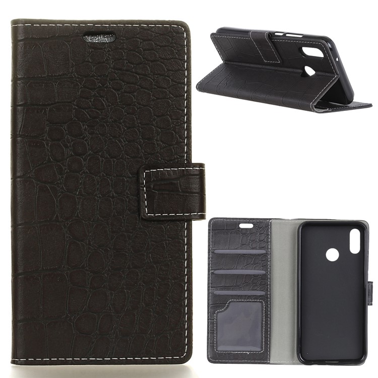 Crocodile Texture Leather Wallet Case for HTC U12 Life - Black-1