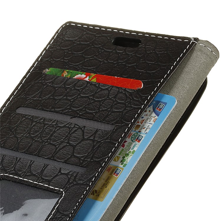 Crocodile Texture Leather Wallet Case for HTC U12 Life - Black-6