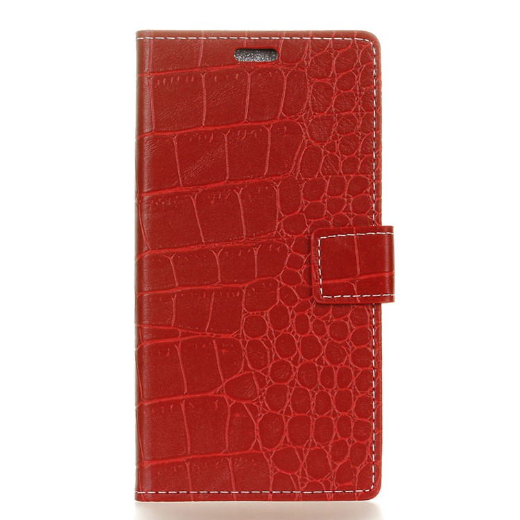Crocodile Texture Leather Wallet Shell Case for HTC U12 Life - Red-1