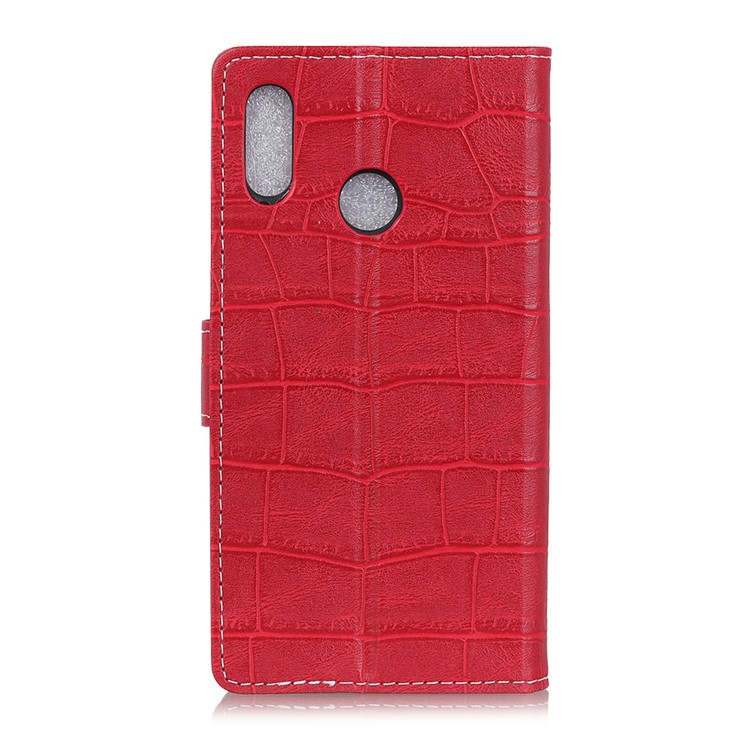 Crocodile Texture Leather Wallet Shell Case for HTC U12 Life - Red-2